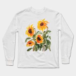 orange sunflower painting 2018 Long Sleeve T-Shirt